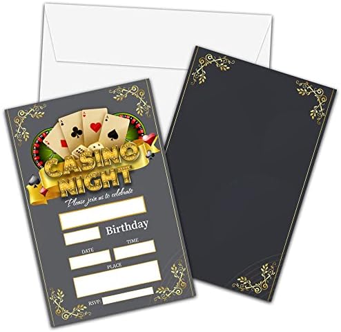 Casino Birthday Invitations with Envelopes 20 Pack