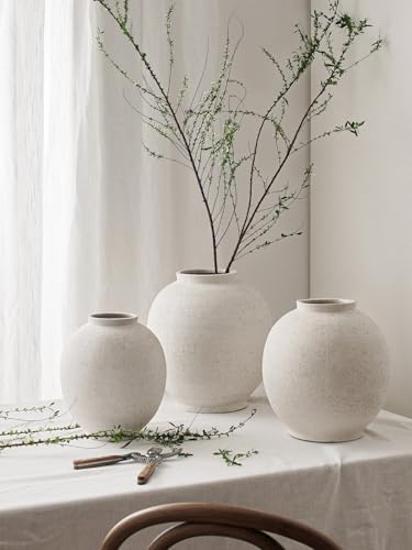 Large White Ceramic Vase 98 Inch Rustic Farmhouse Decor