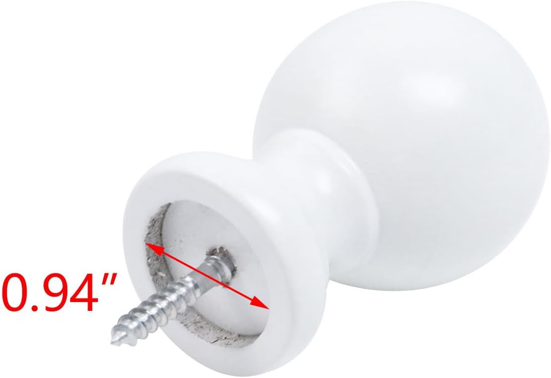 T Tulead White Wooden Curtain Rod Finials Pack of 4