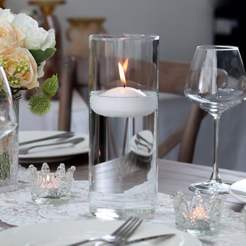 WDHODEC Cylinder Flower Vases 12PCS Hurricane Candle Holders Clear Glass Vase Set