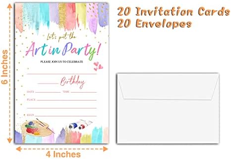 Art Birthday Party Invitations 20 Count with Envelopes