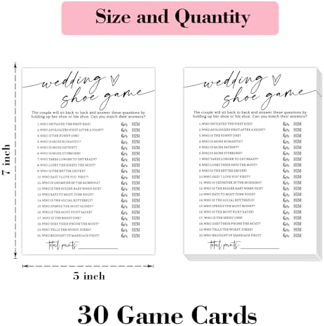 Wedding Shoe Game Cards - 30 Unique Game Cards
