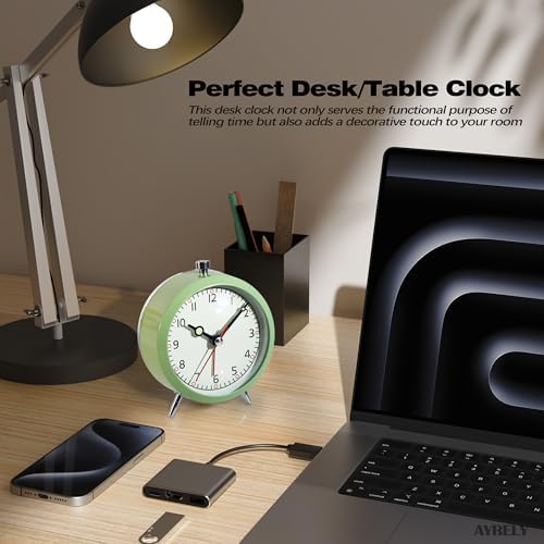 AYRELY 4 Inch Loud Analog Alarm Clock with Retro Design