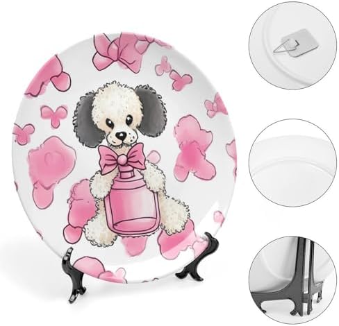 POTSCBVW Perfume Bottle And Poodle Wall Art Decor Plate Set