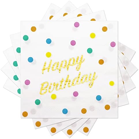 DYLIVeS Gold Foil Dots Birthday Napkins 65 Inch Pack of 50