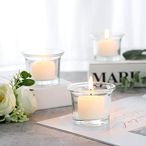 Letine Tea Light Holder Set of 12 Clear Glass Votive Candle Holders