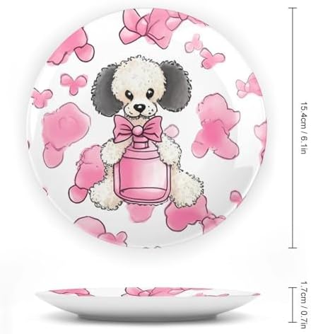 POTSCBVW Perfume Bottle And Poodle Wall Art Decor Plate Set