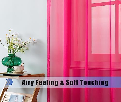 WPM Hot Pink Sheer Window Valance Scarf Panel