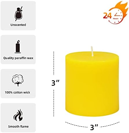 Zest Candle 3 Inch Yellow Pillar Candle