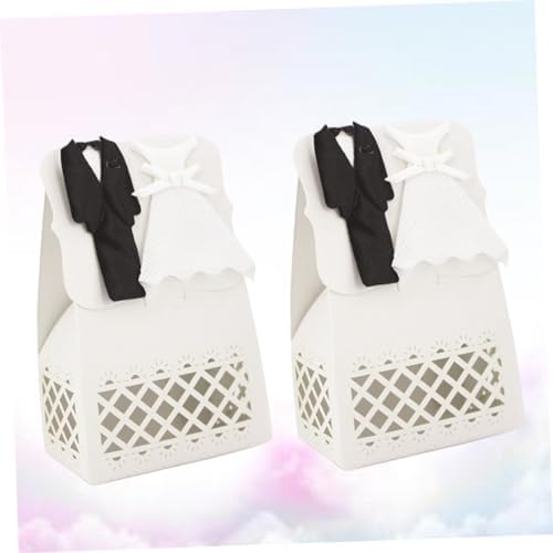 Cabilock 12pcs Hollow Wedding Favor Boxes with Bride Groom Tuxedo Dress Design