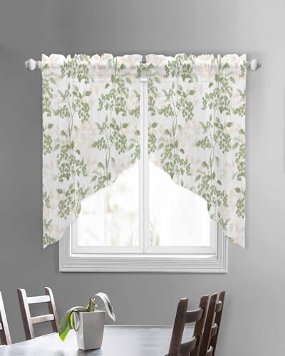 Sage Green Swag Curtains 2 Panels Set 36 Inch Length