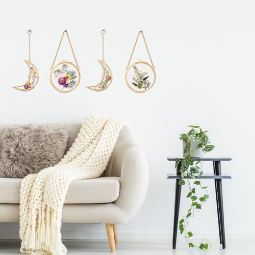Qunclay 4 Pcs Pressed Flower Frame with Chain