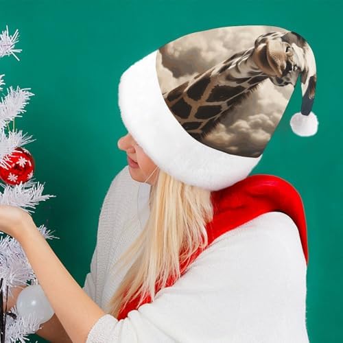 Santa Hat Giraffe Christmas Headwear for Adults