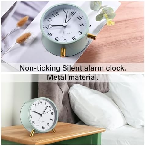 Tetino Analog Alarm Clock with Night Light White
