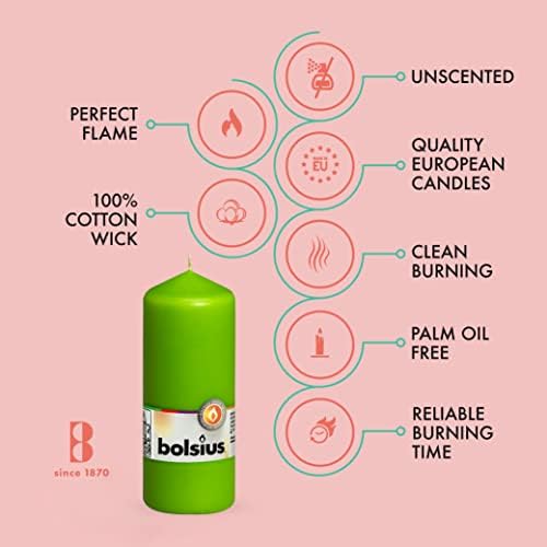 BOLSIUS 10 Unscented Lime Green Pillar Candles