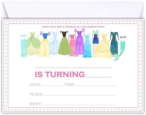 Moonle Birthday Party Invitations for Kids and Teens 20 Pack with Envelopes
