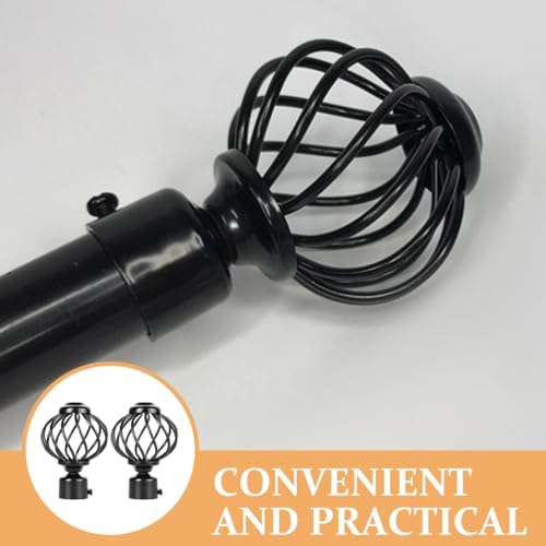 MAGICLULU 2pcs Round Curtain Rod Finials Black