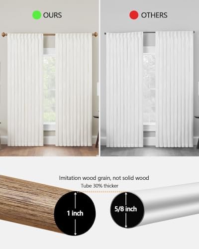 Heavy Duty Wood Look Curtain Rods 48-84 Inch