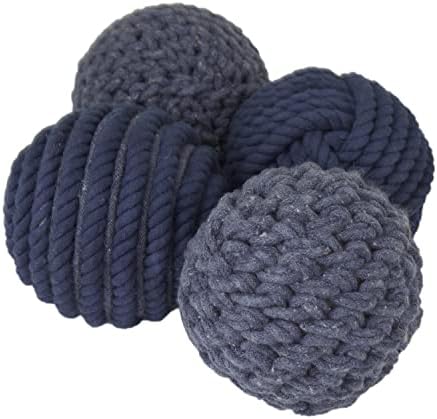 Deco 79 Jute Rope Decorative Orbs Set of 4 Blue