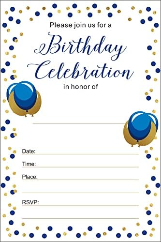 Shiningwise Royal Blue Birthday Invitations 25 Pack