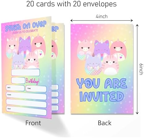 Squish Birthday Invitations with Envelopes Pack of 20
