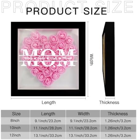 Artsadd Personalized Mom Rose Shadow Box Frame with Name