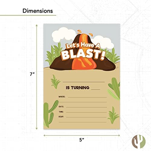Desert Cactus Volcano Birthday Invitations 10 Count With Envelopes