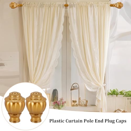 AHANDMAKER 4 Pcs Gold Plastic Curtain Rod Finials