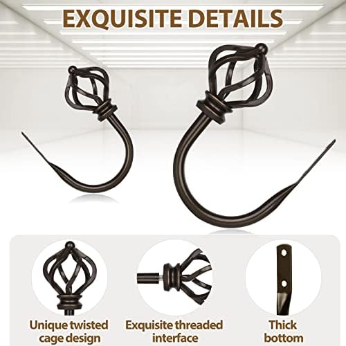 KAMANINA Bronze Decorative Curtain Holdbacks Twisted Cage Finials 2 Pack