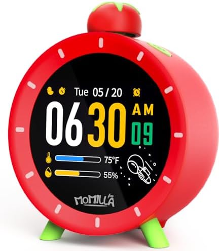 MOMILLA 4 Alarm Clock with Colorful LCD Display