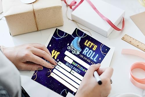Neon Roller Skate Birthday Invitations Set D01