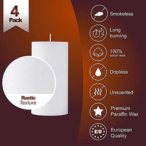 SPAAS Rustic White Pillar Candles Set of 4