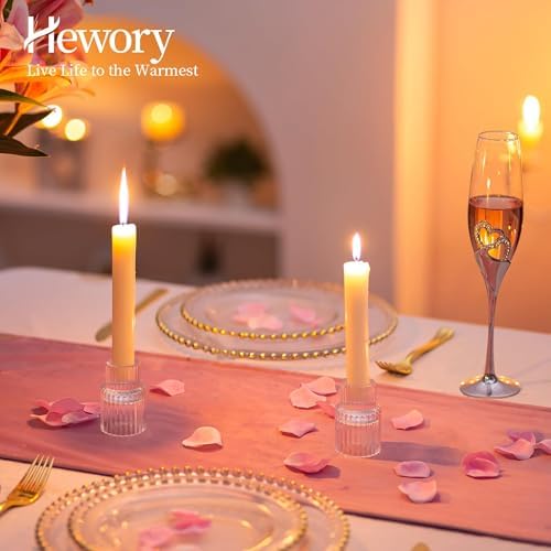 Hewory 20PCS Clear Taper Candle Holders for Table Centerpieces