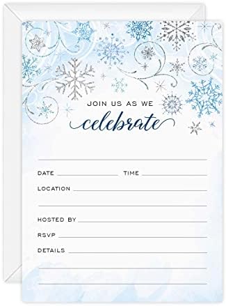 Canopy Street Faux Glitter Winter Party Invitations 5x7