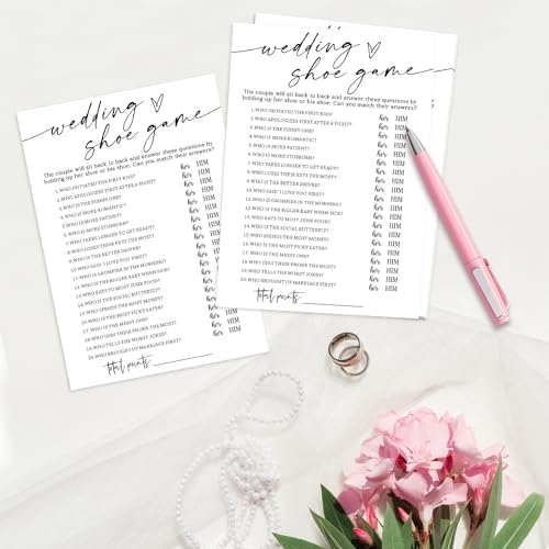 Wedding Shoe Game Cards - 30 Unique Game Cards