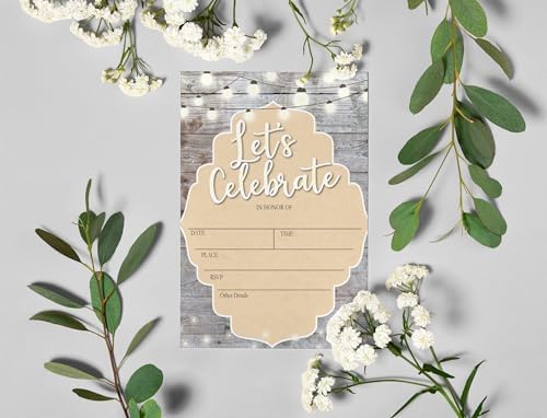 Stonehouse Collection Rustic Party Invites Set of 25