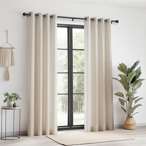 Zeerobee 1 Inch Heavy Duty Black Curtain Rods 66-120