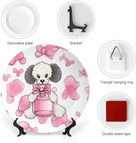 POTSCBVW Perfume Bottle And Poodle Wall Art Decor Plate Set