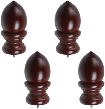 T Tulead Red Brown Finials for Curtain Rods Pack of 4