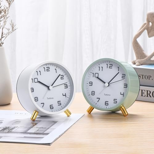 Tetino Analog Alarm Clock with Night Light White