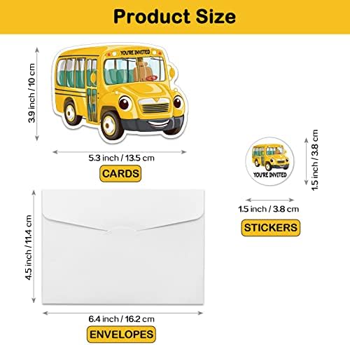 REWIDPARTY 20 Pack School Bus Shaped Invitations