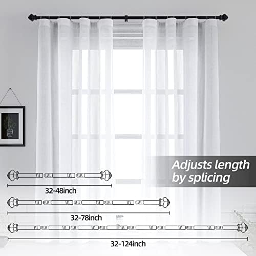 Thestoa 58 Black Curtain Rods 2 Pack Heavy Duty