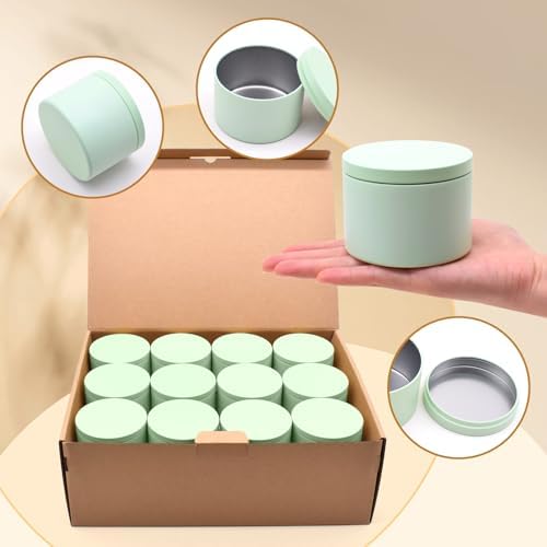 Premium Matte Green Candle Tins 8oz 24-Pack