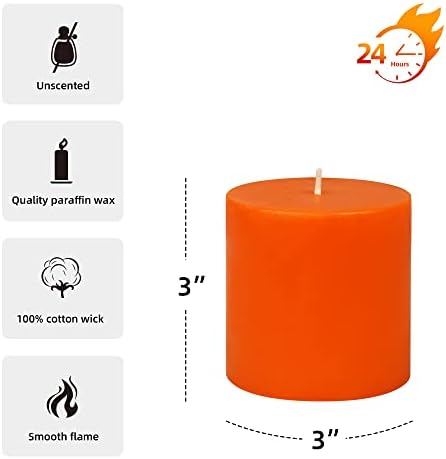 3 Inch Orange Pillar Candle for Home Dcor
