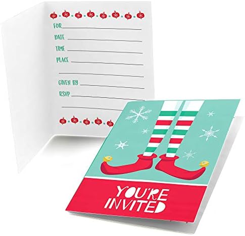 Big Dot of Happiness Elf Squad Party Invitations 8 Count