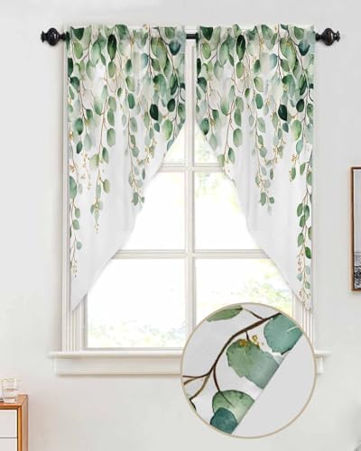 Eucalyptus Swag Curtains Valance for Kitchen Windows
