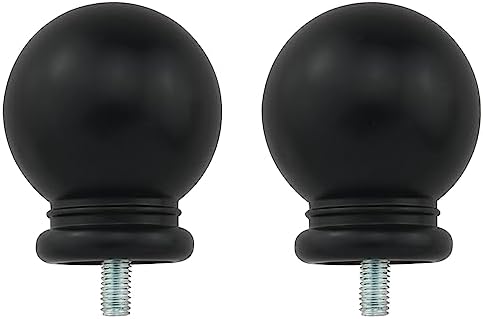 Round Curtain Rod Finials 2PCS Black Plastic Ends