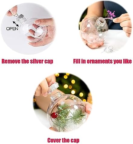 10 Pack Clear Plastic Decorative Balls with Silver Rope