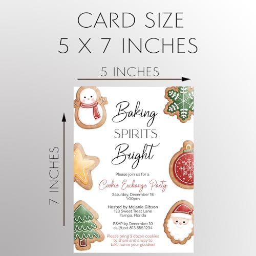 Cookie Exchange Invitations with 12 Count Custom Printed Cards