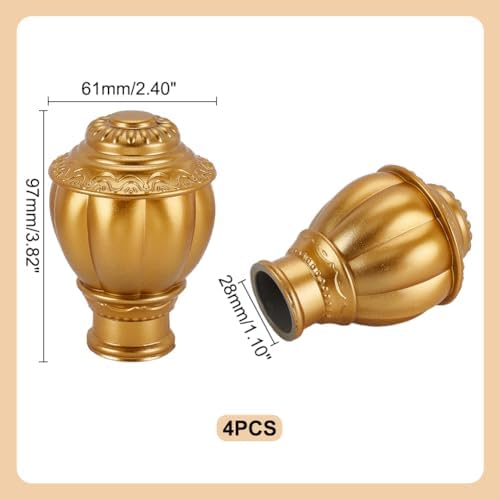 AHANDMAKER 4 Pcs Gold Plastic Curtain Rod Finials